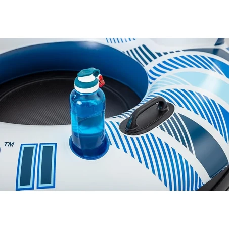 Надувной круг для двоих для плавания Bestway Hydro-Force Rapid Rider II, 251 x 132 см, ручной насос в подарок