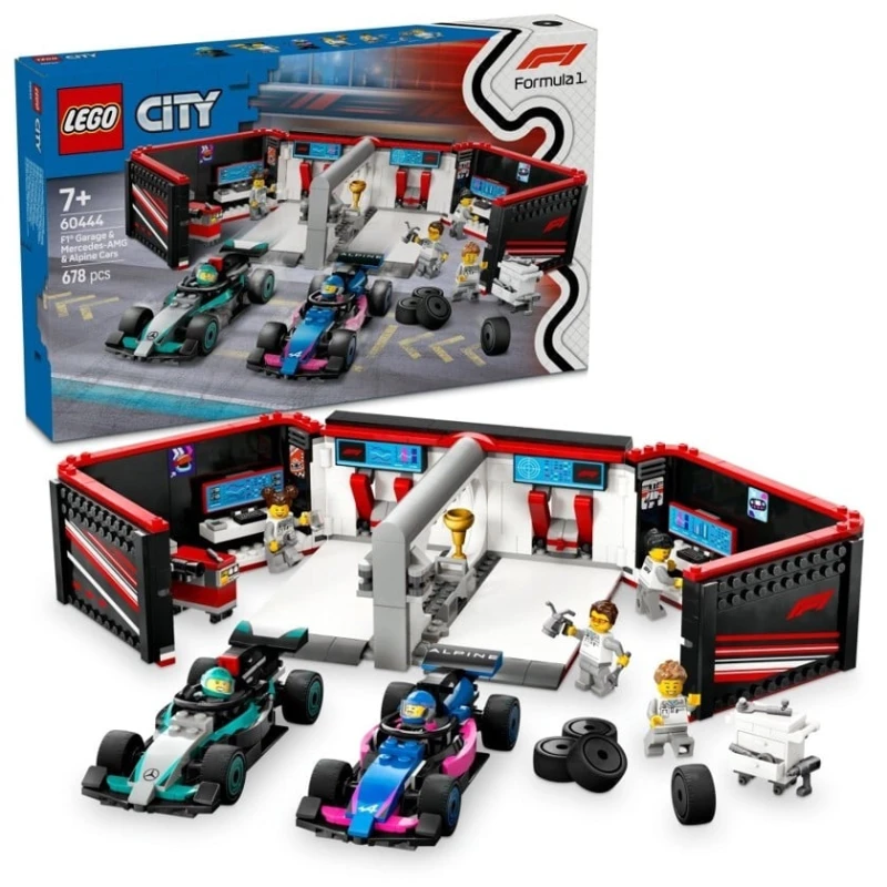 Конструктор LEGO City F1® Garage & Mercedes-AMG & Alpine Cars 60444, 678 деталей, от 7 лет