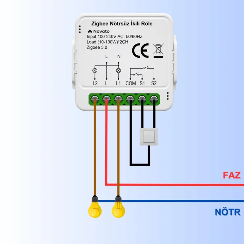 Умное реле Novato Tuya ZigBee Mini (без необходимости нейтрали) - ZNR-02 Умное реле Novato Tuya ZigBee Mini (без необходимости нейтрали) - ZNR-02