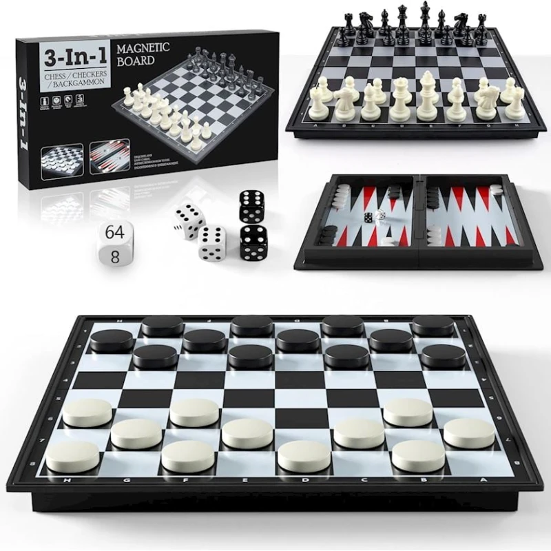 Шахматы + шашки + нарды 3 в 1 No.24160, пластик, белый/черный, 35x35 см Шахматы + шашки + нарды 3 в 1 No.24160, пластик, белый/черный, 35x35 см