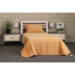 Örtük və yastıq üzü dəsti Pima Cotton, örtük 170x230 sm, yastıq üzü 50x70 sm, birnəfərlik, velür, narıncı