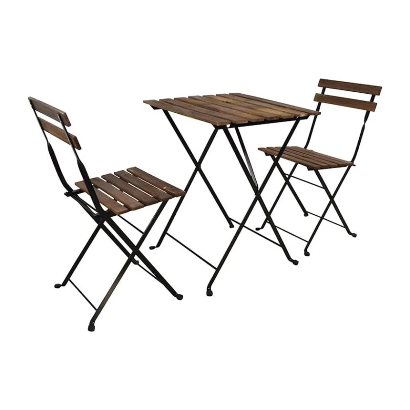 Bağ üçün mebel dəsti IKEA Tärnö, qəhvəyi, ağac, polad, polipropilen, stol, 55х7х84 sm, 6.04 kq, 2 stul, 39х9х93 sm, 4.1 kq