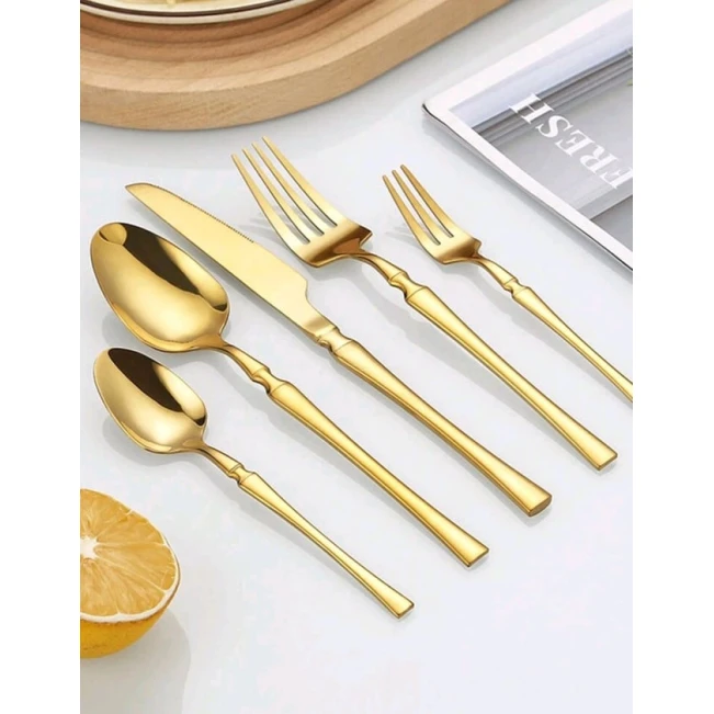 Süfrə ləvazimatları dəsti, paslanmayan polad, 30 parça, qızılı Süfrə ləvazimatları dəsti, paslanmayan polad, 30 parça, qızılı