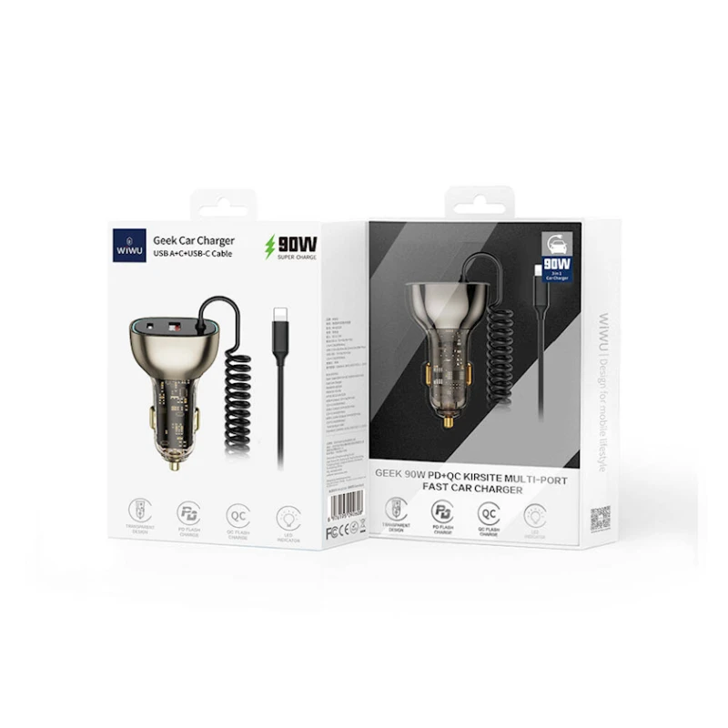 Зарядное устройство автомобильное Wiwu WI-QC019 90W PD+QC (6976195092615) Зарядное устройство автомобильное Wiwu WI-QC019 90W PD+QC (6976195092615)