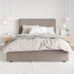 Двуспальная кровать Art_ikili_yataq 70, ламинат/текстиль, коричневая, 120x180х200 см