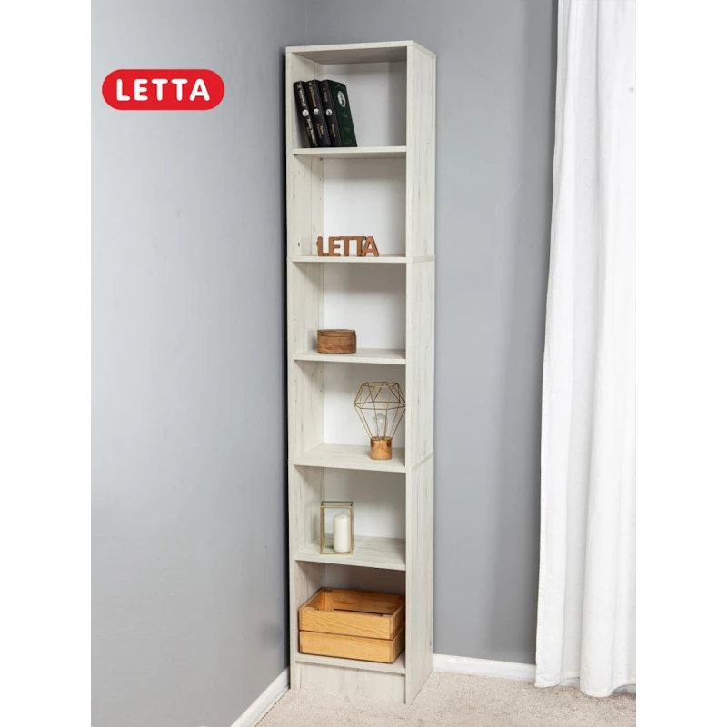 Стеллаж Letta Dub White, 202х28х40 см, ЛДСП, белый Стеллаж Letta Dub White, 202х28х40 см, ЛДСП, белый