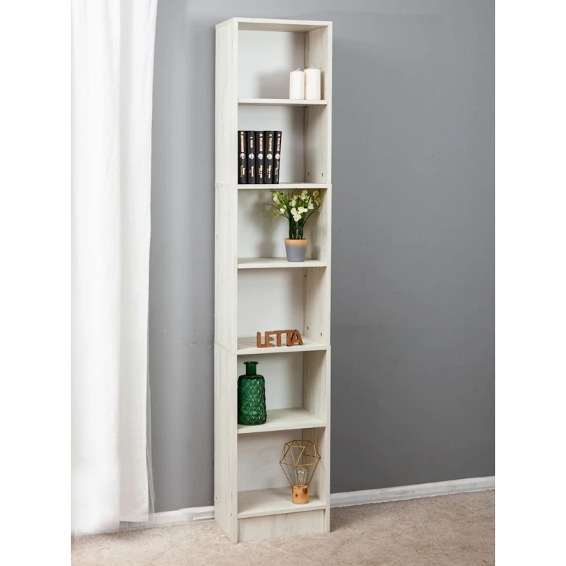 Стеллаж Letta Dub White, 202х28х40 см, ЛДСП, белый Стеллаж Letta Dub White, 202х28х40 см, ЛДСП, белый
