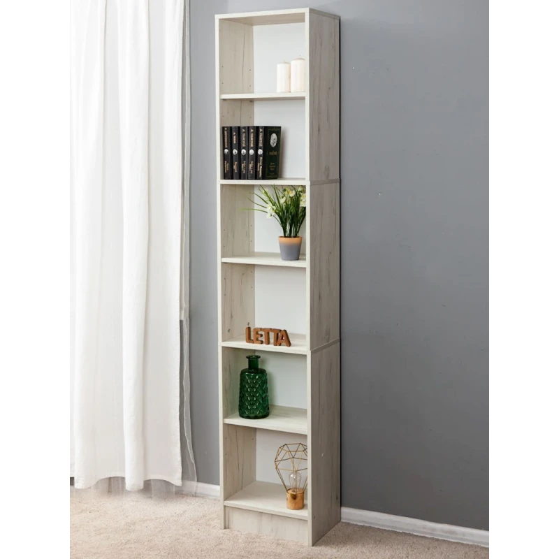 Стеллаж Letta Dub White, 202х28х40 см, ЛДСП, белый Стеллаж Letta Dub White, 202х28х40 см, ЛДСП, белый