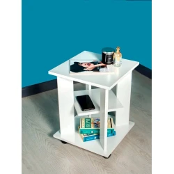 Журнальный столик Wheel, 38.5x38.5x50.5 см, ЛДСП, белый