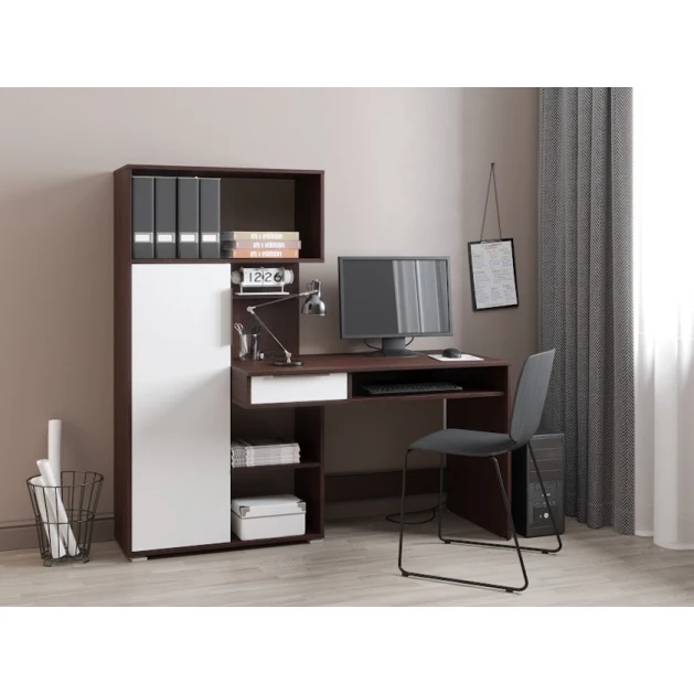 Компьютерный стол Art Mebel House 155, коричневый/белый, 150x150x60 см