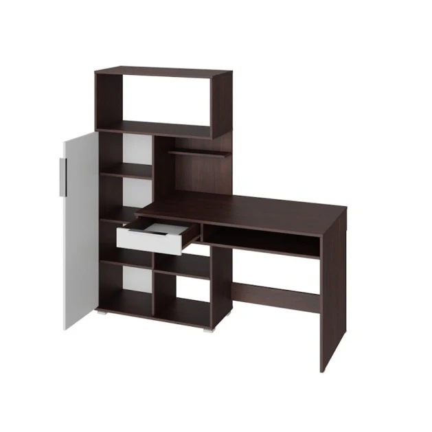 Компьютерный стол Art Mebel House 155, коричневый/белый, 150x150x60 см