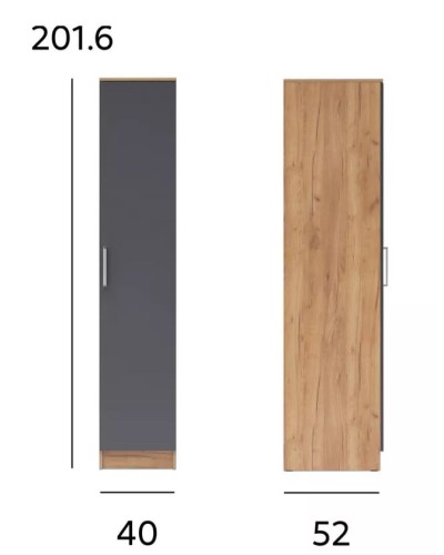 Şkaf ev_12116104, laminat, boz/qəhvəyi, 201x40x52 sm