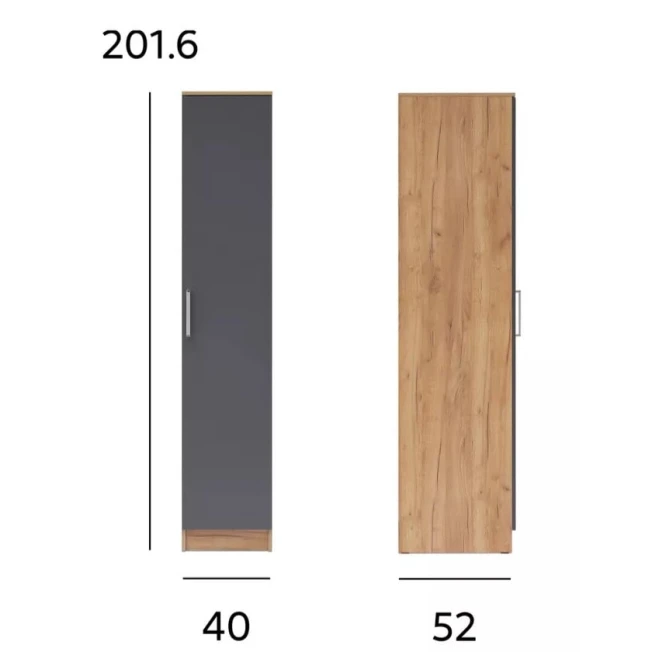 Шкаф ev_12116104, ламинат, серый/коричневый, 201x40x52 см