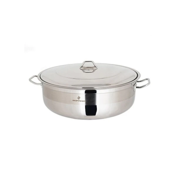 Кастрюля низкая Sofram 8 л, 32 см, нержавеющая сталь, стеклянная крышка, серебристый Кастрюля низкая Sofram 8 л, 32 см, нержавеющая сталь, стеклянная крышка, серебристый