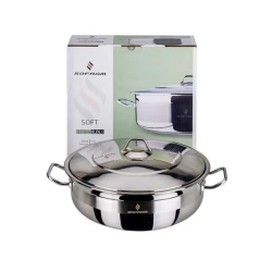 Кастрюля низкая Sofram 8 л, 32 см, нержавеющая сталь, стеклянная крышка, серебристый