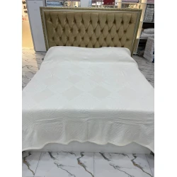 Плед SHA-0000555, 220x230 см, двуспальный, хлопок, белый