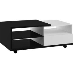 Журнальный стол Art_43, ламинат, белый/черный, 40х90х50 см