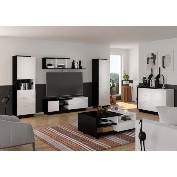 Журнальный стол Art_43, ламинат, белый/черный, 40х90х50 см