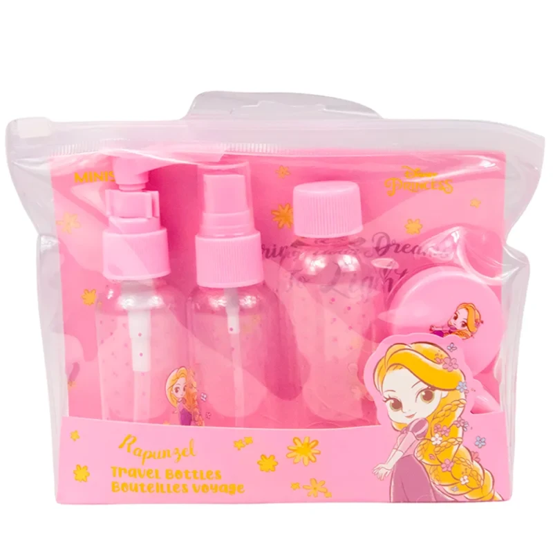 Дорожный набор бутылок для косметических средств Miniso Disney Princess Rapunzel 5 предметов Дорожный набор бутылок для косметических средств Miniso Disney Princess Rapunzel 5 предметов