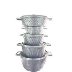 Набор кастрюль Unique ZTW-QZ15, 22/24/28/32 см, гранит/стекло, серый