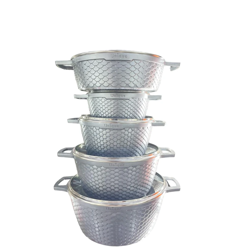 Набор кастрюль Unique ZTW-QZ15, 22/24/28/32 см, гранит/стекло, серый