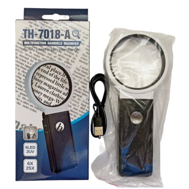 Lupa masaüstü işıqlandırma ilə TH-7018-A, plastik, qara/ağ, 22x4.5x2 sm