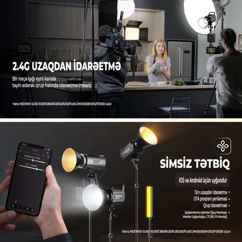 Осветитель светодиодный Neewer FS150B, 130W, двухцветный Осветитель светодиодный Neewer FS150B, 130W, двухцветный