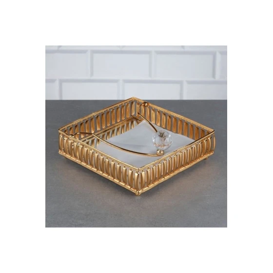 Салфетница Zeyve nh_11sdf5, металл, золотистая, 18х18 см