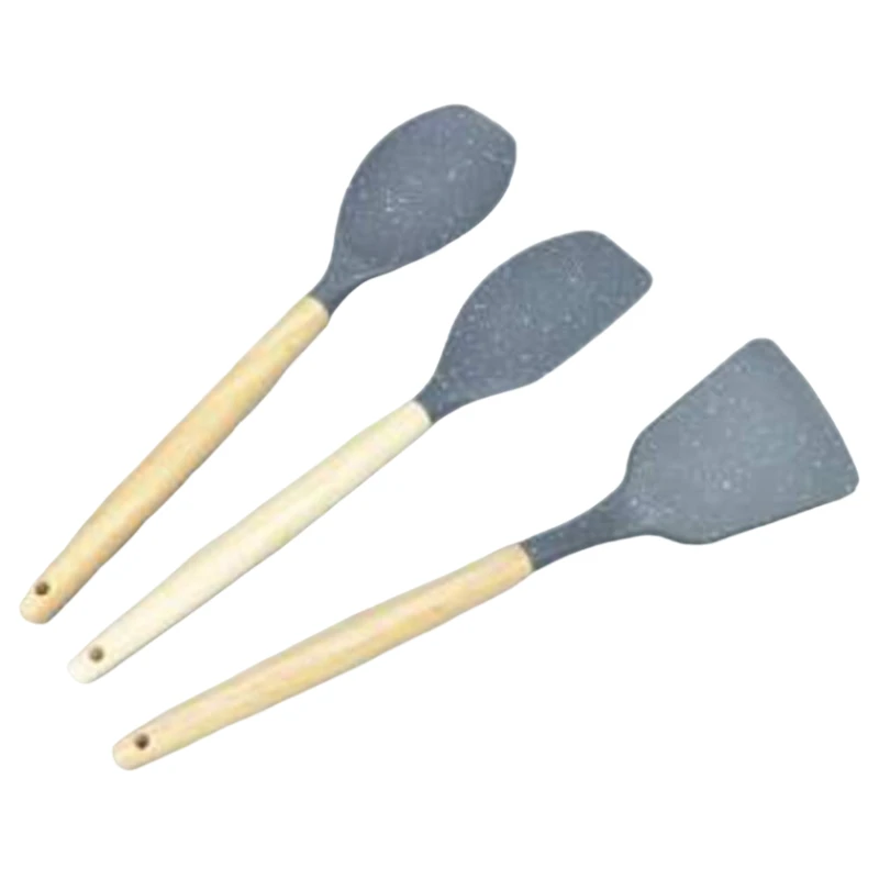 Mətbəx ləvazimatları dəsti SS-238GR, 12 parça, silikon/taxta