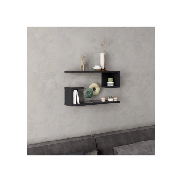 Настенная полка Art Mebel 169, ламинат, 60х40х15 см, antrasit Настенная полка Art Mebel 169, ламинат, 60х40х15 см, antrasit