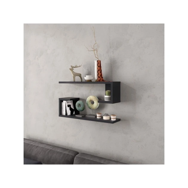 Настенная полка Art Mebel 169, ламинат, 60х40х15 см, antrasit Настенная полка Art Mebel 169, ламинат, 60х40х15 см, antrasit