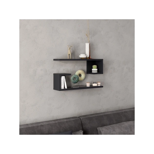 Настенная полка Art Mebel 169, ламинат, 60х40х15 см, antrasit Настенная полка Art Mebel 169, ламинат, 60х40х15 см, antrasit