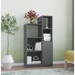 Стеллаж Ev Plus 12115545, ЛДСП, серый, 68x37x137 см