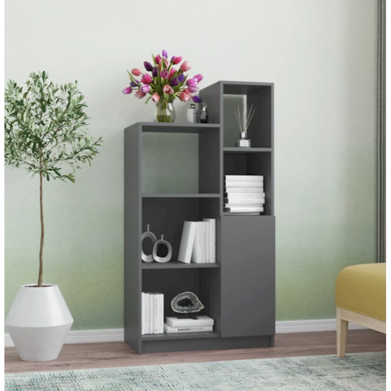 Стеллаж Ev Plus 12115545, ЛДСП, серый, 68x37x137 см