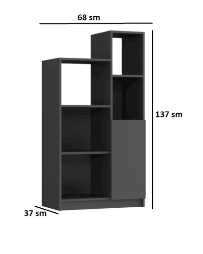 Stellaj Ev Plus 12115545, LDSP, boz, 68x37x137 sm