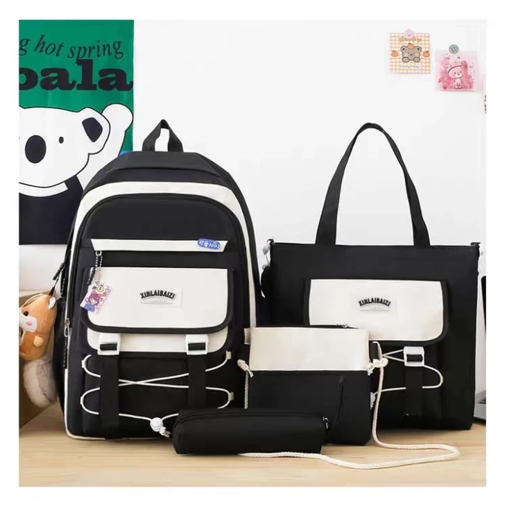 Комплект школьного рюкзака 9012, черный/белый