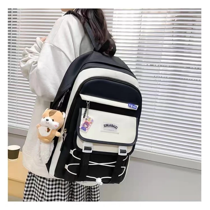 Məktəbli bel çantası dəsti 9012, qara/ağ