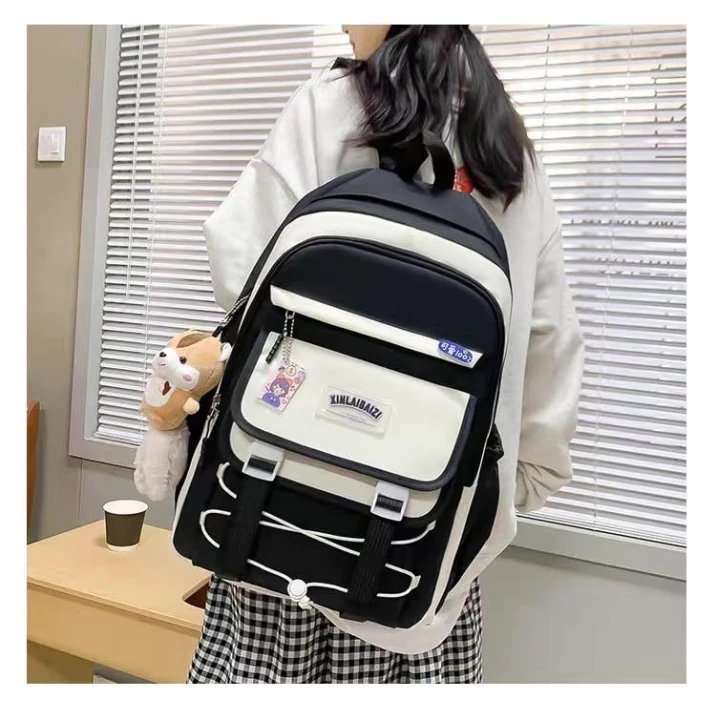 Məktəbli bel çantası dəsti 9012, qara/ağ