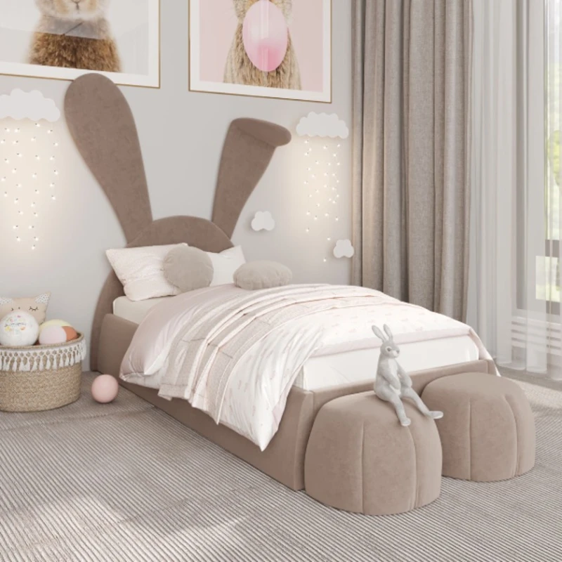 Tək nəfərlik çarpayı Art_tek_yataq(120) 35, laminat/parça, bej, 200x85x120 sm