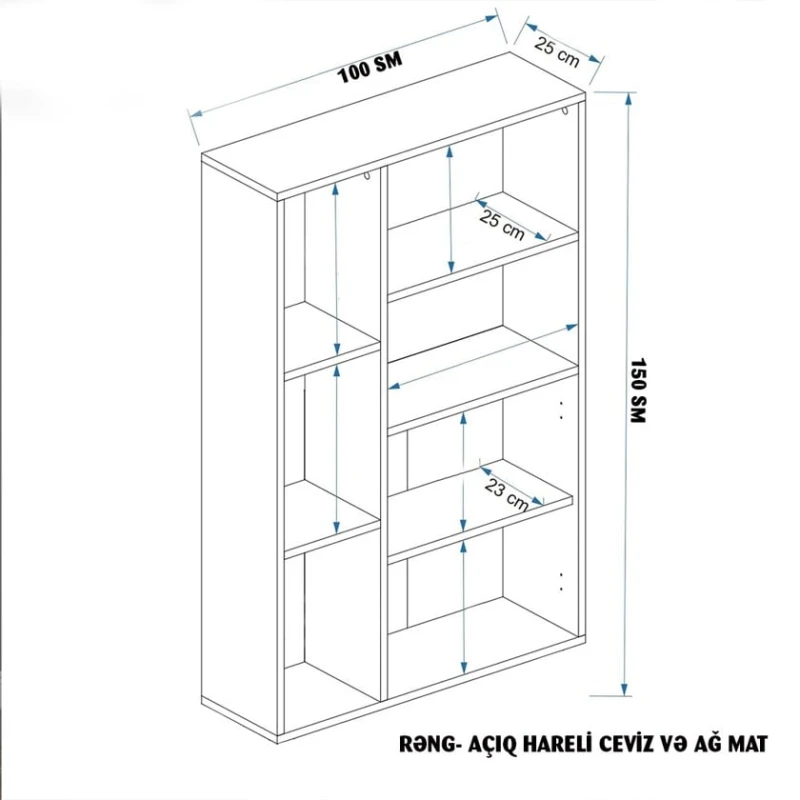 Шкаф книжный Tomi ev_12115669 150x25x100 см, коричневый/белый