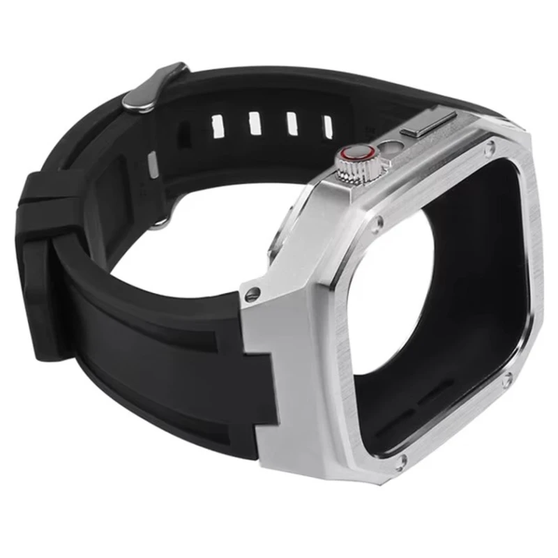 Ремешок и чехол SW713 для Apple Watch 44/45mm Black/Silver