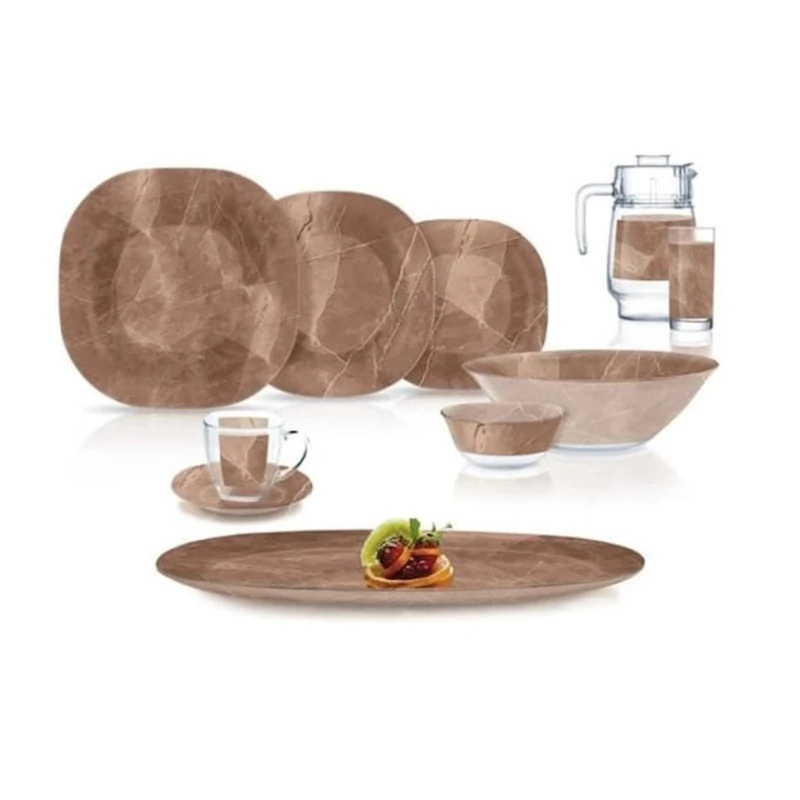 Набор столовой посуды Luminarc Carine Marble, 46 шт, 6 персон, коричневый/прозрачный Набор столовой посуды Luminarc Carine Marble, 46 шт, 6 персон, коричневый/прозрачный