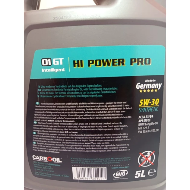 Моторное масло Carbo Oil 5W30, 5л Моторное масло Carbo Oil 5W30, 5л