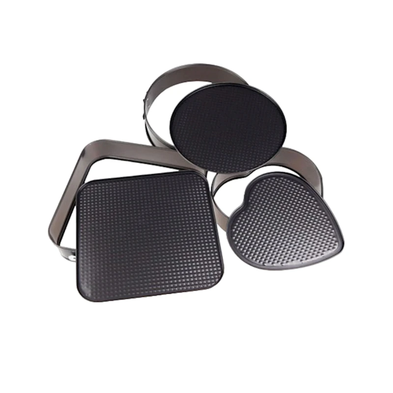 Bişirmə üçün qəlib dəsti Cake Mould, dairə/ürək/kvadrat, polad, qara