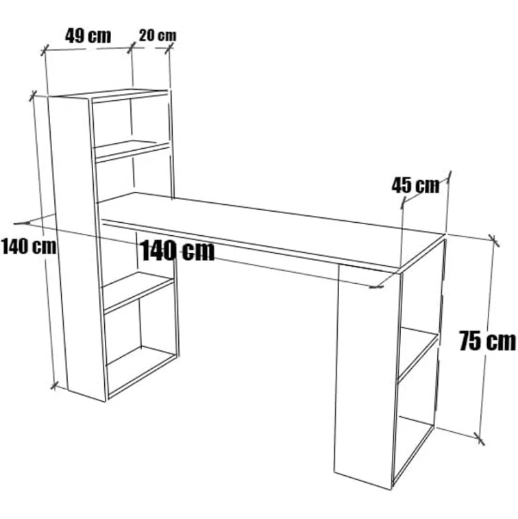 Письменный стол ev_12116167, ламинат, белый/черный, 140x49x149 см Письменный стол ev_12116167, ламинат, белый/черный, 140x49x149 см