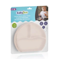Boşqab Babyjem, 19х17 sm, silikon, 6+ ay, bej