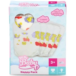 Kuklalar üçün uşaq bezi dəsti Be My Baby, Nappy Pack, rəngbərəng, 5 əd, 3+ yaş