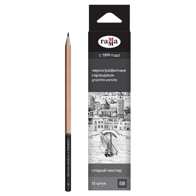 Графитовый карандаш Гамма Старый мастер 5B, 2.8 мм Графитовый карандаш Гамма Старый мастер 5B, 2.8 мм