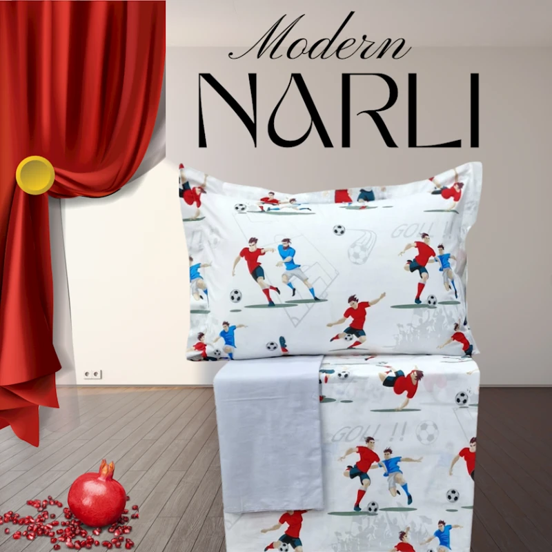 Комплект детского постельного белья Narlı 1038, пододеяльник 160x220 см, простыня 180x240 см, наволочка 50x70 см, односпальный, хлопок, разноцветный Комплект детского постельного белья Narlı 1038, пододеяльник 160x220 см, простыня 180x240 см, наволочка 50x70 см, односпальный, хлопок, разноцветный