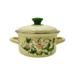 Кастрюля эмалированная 1.5 л с крышкой, декор, бежевый Кастрюля эмалированная 1.5 л с крышкой, декор, бежевый